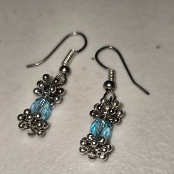 Jewelry - Handmade Blue Faceted Bead Dangle Earrings